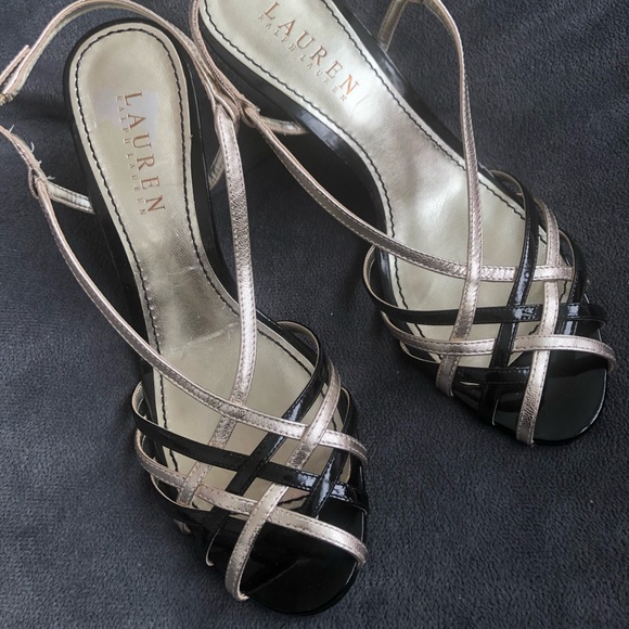 Lauren Ralph Lauren Shoes - Lauren RL Black Gold Sandal Platform Shoes 6.5 37